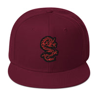 Red Ancient Chinese Dragon Embroidered Flat Bill Cap embroidered snapback hat, product image 17