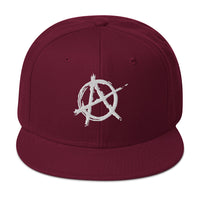 White Anarchy Sign Punk Rock Chaos Embroidered Flat Bill Cap embroidered snapback hat, product image 18