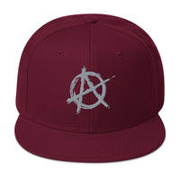 Grey Anarchy Sign Punk Rock Chaos Embroidered Flat Bill Cap embroidered snapback hat, product image 17
