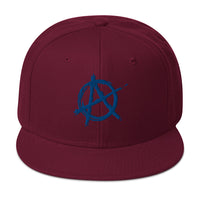 Blue Anarchy Sign Punk Rock Chaos Embroidered Flat Bill Cap embroidered snapback hat, product image 18