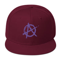 Purple Anarchy Sign Punk Rock Chaos Embroidered Flat Bill Cap embroidered snapback hat, product image 17