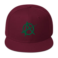 Green Anarchy Sign Punk Rock Chaos Embroidered Flat Bill Cap embroidered snapback hat, product image 17