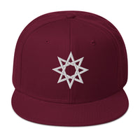 White 8 Point Star Octagram Anu God Embroidered Flat Bill Cap embroidered snapback hat, product image 17