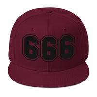 Black 666 The Number of the Beast Evil Embroidered Flat Bill Cap embroidered snapback hat, product image 17