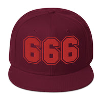 Red 666 The Number of the Beast Evil Embroidered Flat Bill Cap embroidered snapback hat, product image 17