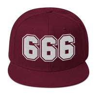 White 666 The Number of the Beast Evil Embroidered Flat Bill Cap embroidered snapback hat, product image 18