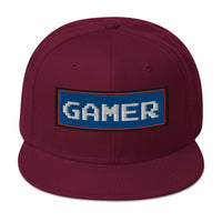 80's Retro Style 8 Bit Gamer Embroidered Flat Bill Cap embroidered snapback hat, product image 17