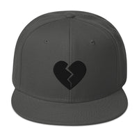 Black Broken Heart Valentines Day Embroidered Flat Bill Cap embroidered snapback hat, product image 28