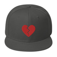 Red Broken Heart Valentine's Day Embroidered Flat Bill Cap embroidered snapback hat, product image 28