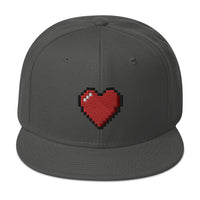 Retro 8 Bit Video Game Pixelated Heart Embroidered Flat Bill Cap embroidered snapback hat, product image 28
