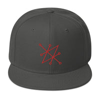Red Sigil of Fallen Angel Azazel Occult Symbol Embroidered Flat Bill Cap embroidered snapback hat, product image 27