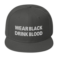 Wear Black Drink Blood Embroidered Flat Bill Cap embroidered snapback hat, product image 27