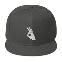 Okay Sign Hand Gesture Symbol Embroidered Flat Bill Cap embroidered snapback hat, product image 27