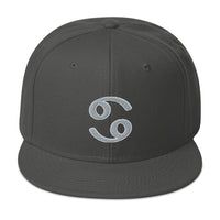Zodiac Sign Cancer Embroidered Flat Bill Cap embroidered snapback hat, product image 26