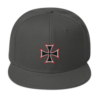 Occult Biker Cross Symbol Embroidered Flat Bill Cap embroidered snapback hat, product image 27