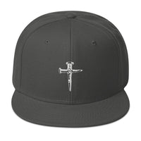 Wooden Stakes Cross Embroidered Flat Bill Cap embroidered snapback hat, product image 26
