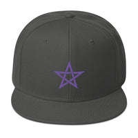 Purple Wiccan Woven Pentagram Symbol Embroidered Flat Bill Cap embroidered snapback hat, product image 27