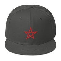 Red Wiccan Woven Pentagram Symbol Embroidered Flat Bill Cap embroidered snapback hat, product image 27