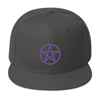 Purple Wiccan Witchcraft Pentagram Embroidered Flat Bill Cap embroidered snapback hat, product image 27