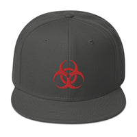 Red Bio Hazard Symbol Warning Sign Embroidered Flat Bill Cap embroidered snapback hat, product image 26