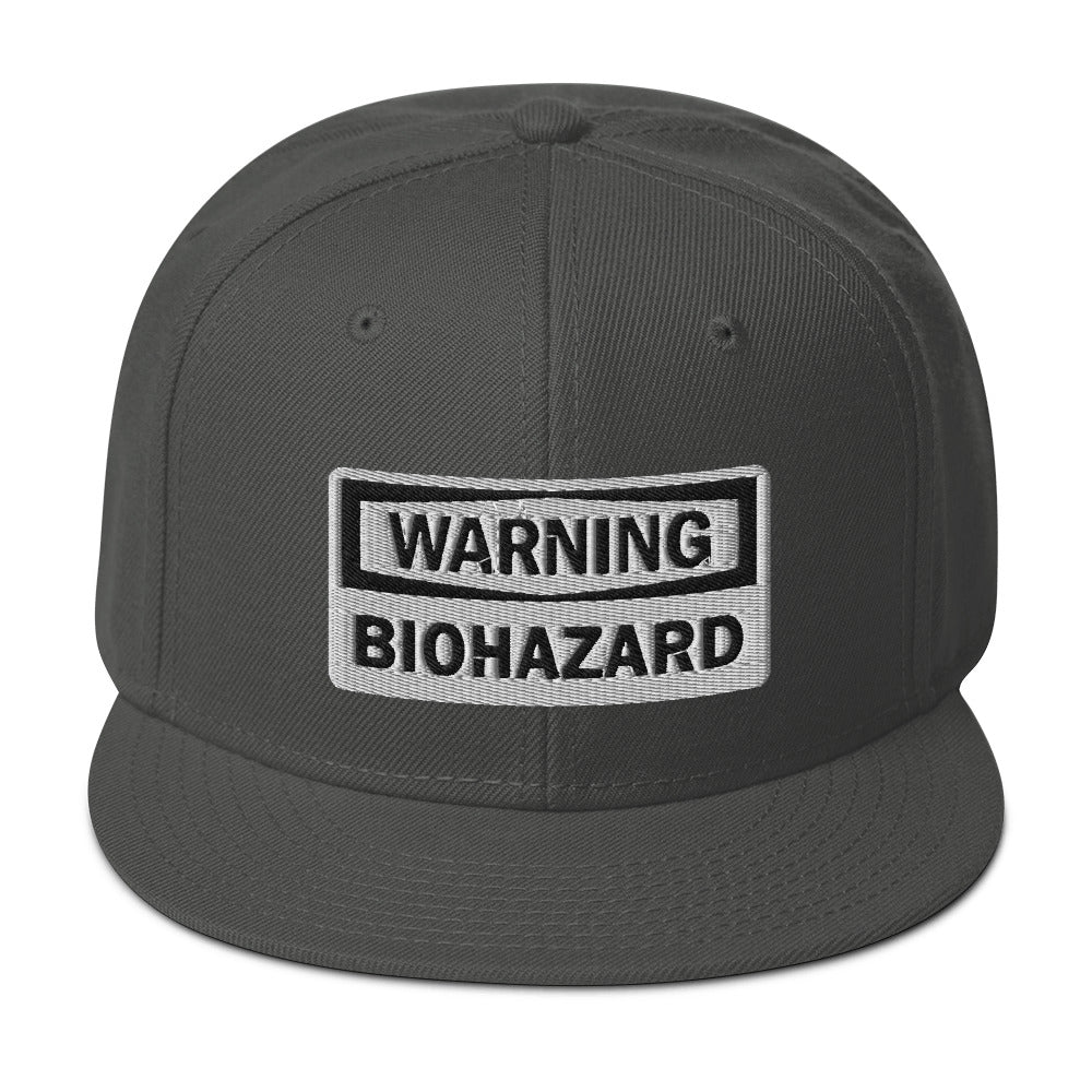 Warning Sign Bio Hazard Zombie Apocalypse Embroidered Flat Bill Cap Snapback Hat