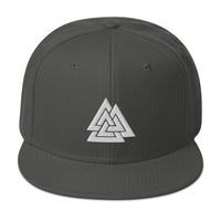 Viking Valknut Triangles of Power and Glory Embroidered Flat Bill Cap embroidered snapback hat, product image 27
