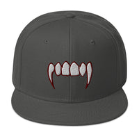 Bloody Dracula Vampire Fangs Embroidered Flat Bill Cap embroidered snapback hat, product image 27