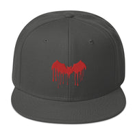 Red Vampire Bat Blood Drip Embroidered Flat Bill Cap embroidered snapback hat, product image 27