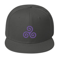 Purple Triskelion or Triskeles Spiral Embroidered Flat Bill Cap embroidered snapback hat, product image 26