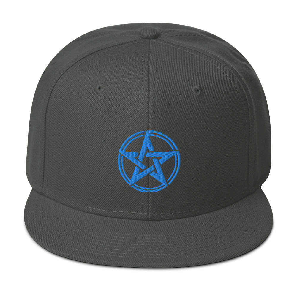 Blue Witching Hour Woven Pentagram Embroidered Flat Bill Cap Snapback Hat
