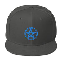 Blue Witching Hour Woven Pentagram Embroidered Flat Bill Cap embroidered snapback hat, product image 27