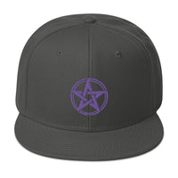 Purple Witching Hour Woven Pentagram Embroidered Flat Bill Cap embroidered snapback hat, product image 27