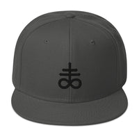 Black Leviathan Cross of Satan Occult Symbol Embroidered Flat Bill Cap embroidered snapback hat, product image 27