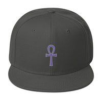 Purple The Key of Life Ankh Egyptian Embroidered Flat Bill Cap embroidered snapback hat, product image 27