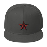 Red Nautical North Star Embroidered Flat Bill Cap embroidered snapback hat, product image 27