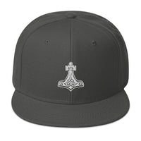 Viking God of Thunder Hammer Mjolnir Embroidered Flat Bill Cap embroidered snapback hat, product image 27