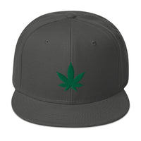 Green Marijuana Leaf Cannabis Plant Embroidered Flat Bill Cap embroidered snapback hat, product image 28