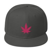 Hot Pink Marijuana Leaf Cannabis Plant Embroidered Flat Bill Cap embroidered snapback hat, product image 27