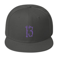 Purple Lucky Number 13 Goth # Thirteen Embroidered Flat Bill Cap embroidered snapback hat, product image 27