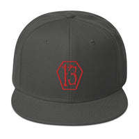 Red Coffin Number 13 Goth # Thirteen Embroidered Flat Bill Cap embroidered snapback hat, product image 27