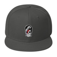 Lightning Bolt Skull David Bowie Embroidered Flat Bill Cap embroidered snapback hat, product image 27