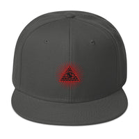 Red Illuminati All Seeing Psychic Eye Embroidered Flat Bill Cap embroidered snapback hat, product image 27