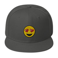 Heart – Eyes Emoji Embroidered Emoticon Flat Bill Cap embroidered snapback hat, product image 27