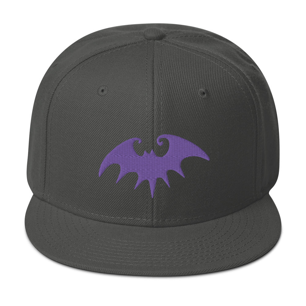 Purple Halloween Gothic Vampire Bat Embroidered Flat Bill Cap Snapback Hat