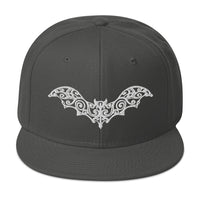 White Gothic Vine Wrought Iron Bat Embroidered Flat Bill Cap embroidered snapback hat, product image 27