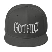 White Gothic Dramatic Style Embroidered Flat Bill Cap embroidered snapback hat, product image 27