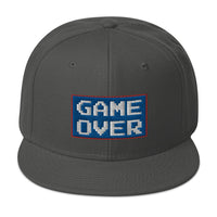 Game Over 8 Bit Embroidered 80's Retro Style Flat Bill Cap embroidered snapback hat, product image 27