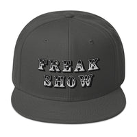White Circus Freak Show Embroidered Flat Bill Cap embroidered snapback hat, product image 28