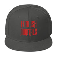 Red Foolish Mortals Haunted Mansion Embroidered Flat Bill Cap embroidered snapback hat, product image 27
