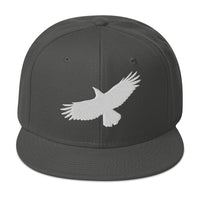 Flying Raven Black Bird Embroidered Flat Bill Cap embroidered snapback hat, product image 27
